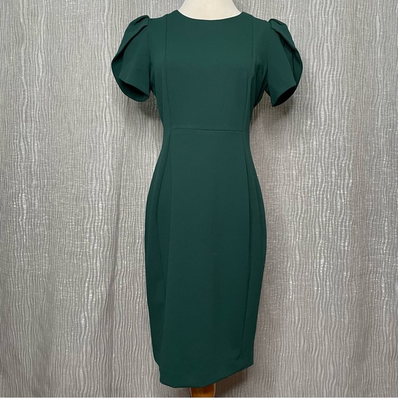 Calvin Klein forest green tulip sleeve sheath dress - Picture 4 of 10
